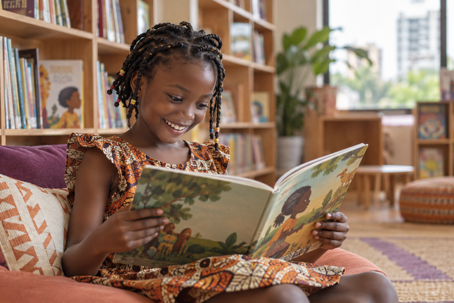 Enfants découvrant le plaisir de la lecture